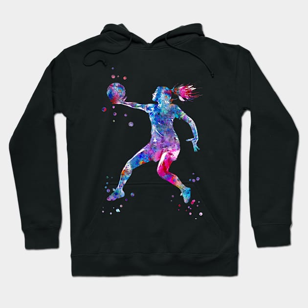 A Handball Player Girl Hits The Ball Hoodie by RosaliArt